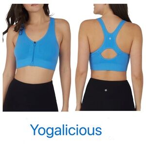 Yogalicious Lux Seamless Katie Zip Bra L Marina Blue